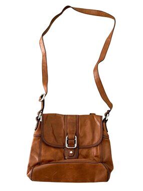 Fossil Brown Leather Crossbody Bag Boho Western